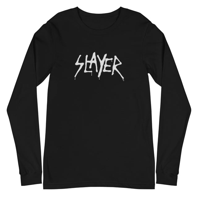 MerchMoment - Slayer - White Drip Logo Long Sleeve T-Shirt []