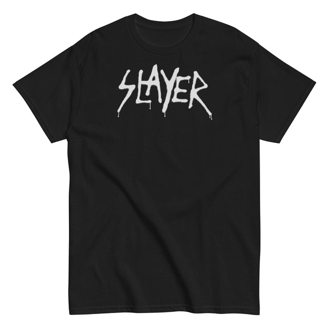 Slayer - White Drip Logo T-Shirt []