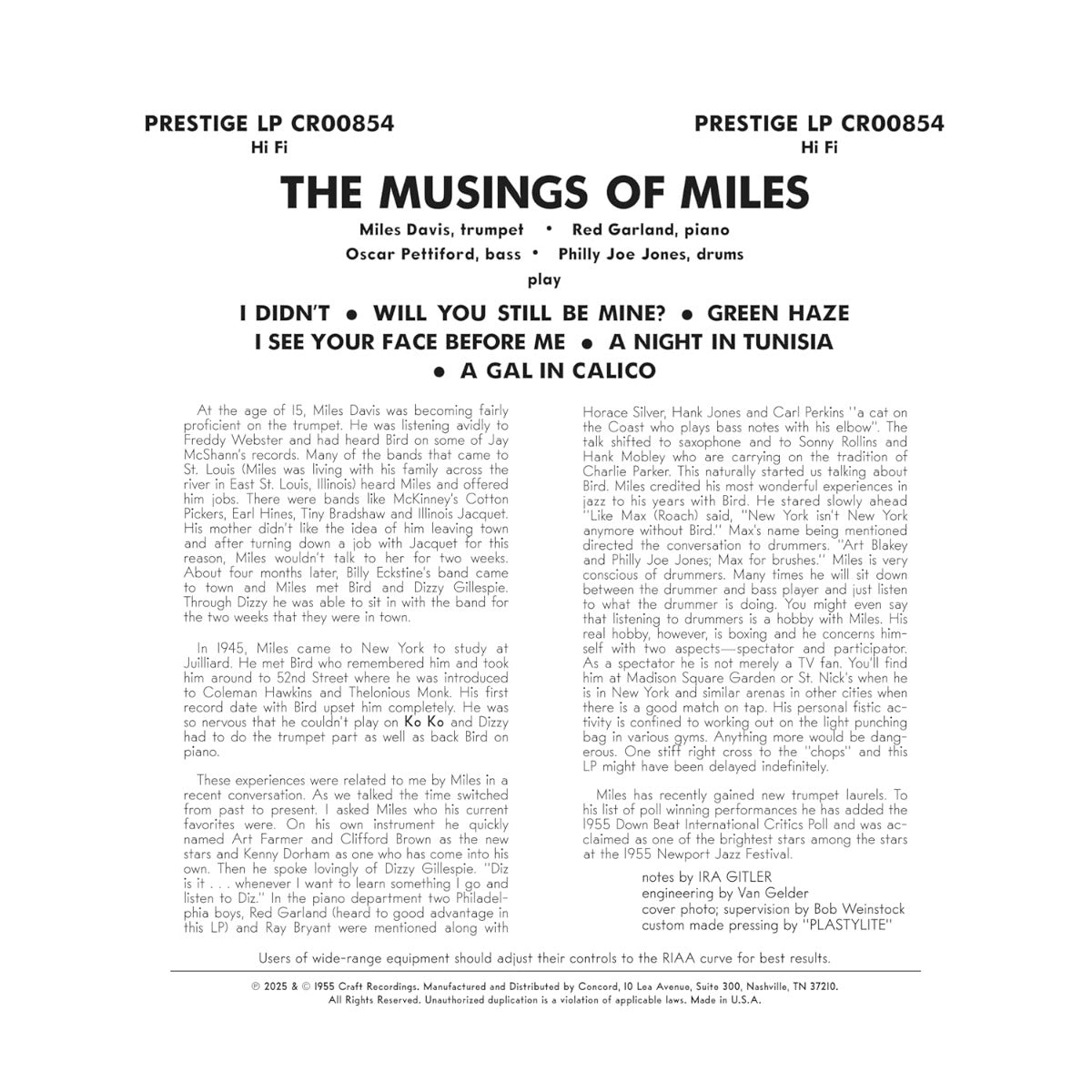 The Musings Of Miles (Original Jazz Classics Series) (180 Gram Vinyl) [Vinyl]