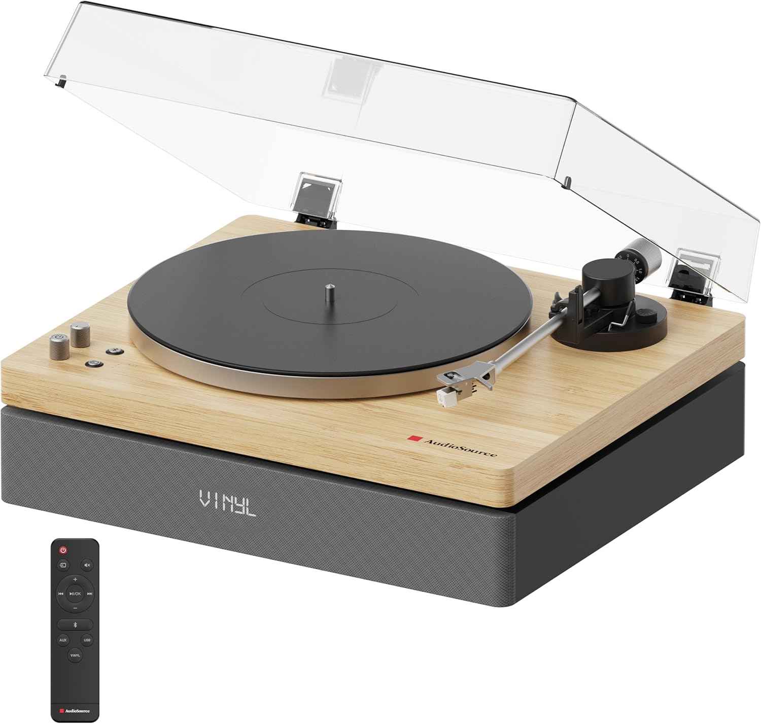 Monostereo One Stop - AudioSource Record Player, All-in-one Turntable with 2.1 Channel Built-in Speaker [Turntables]