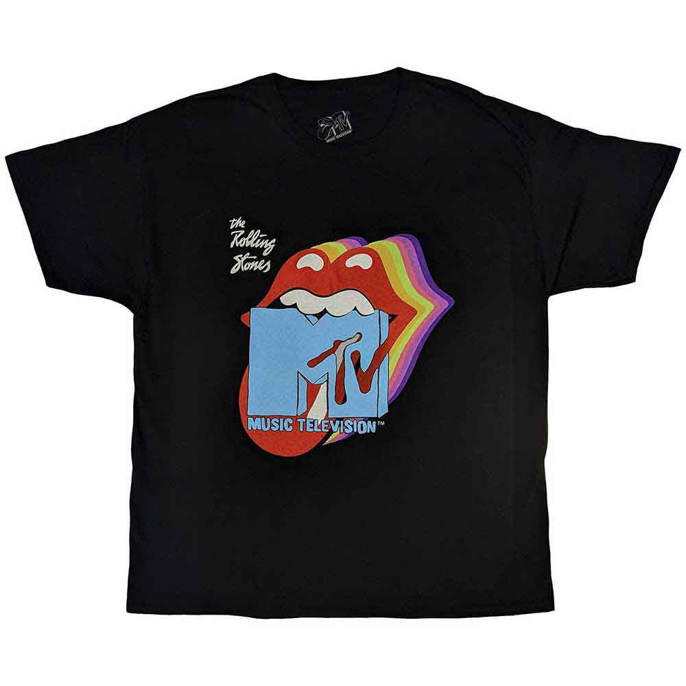 MTV - Camiseta con la lengua de sombra del arcoíris de los Rolling Stones