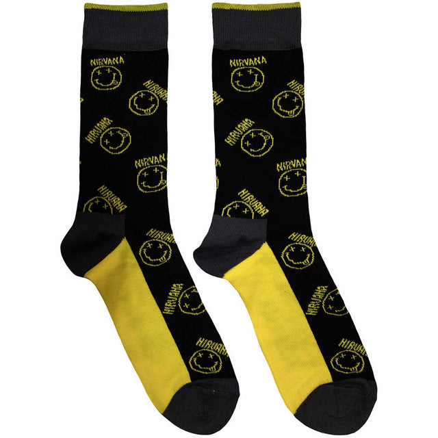 Nirvana Smiley & Logo Stripes Socks