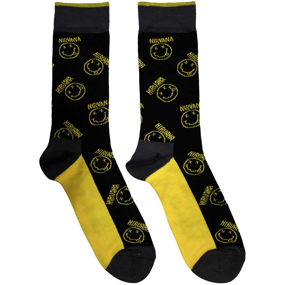 Nirvana - Smiley & Logo Stripes [Socks]