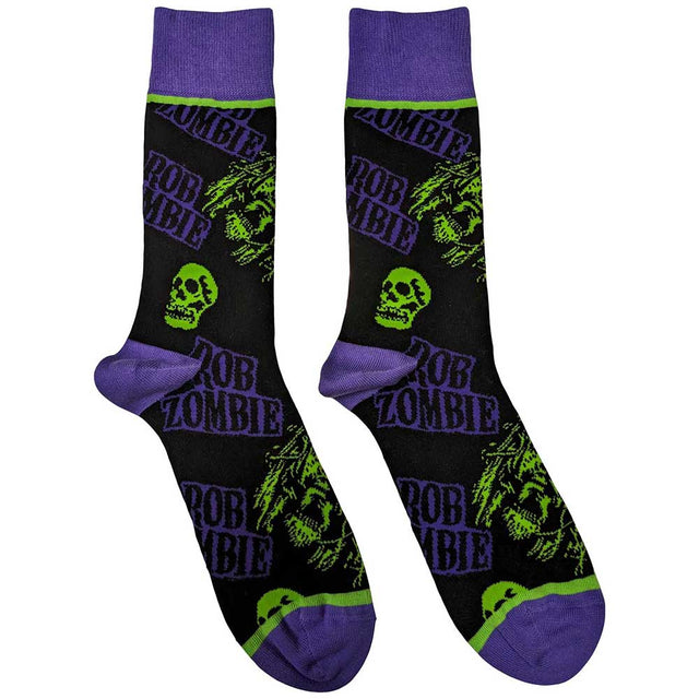 Rob Zombie - Calavera verde/morada [Calcetines]