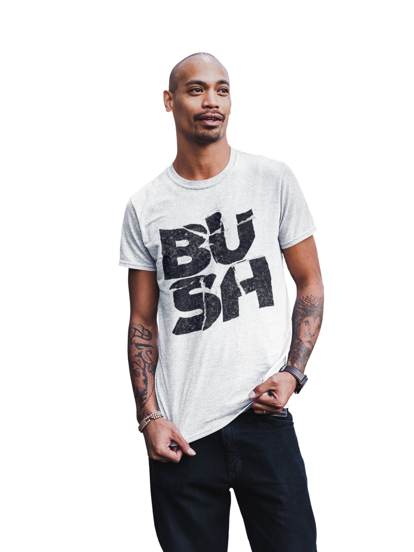 MERCHMOMENT Bush Stacked Logo Jumbo Print T-Shirt [Apparel]