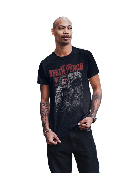 MERCHMOMENT Five Finger Death Punch - Both Barrels Jumbo Print T-Shirt [Apparel]