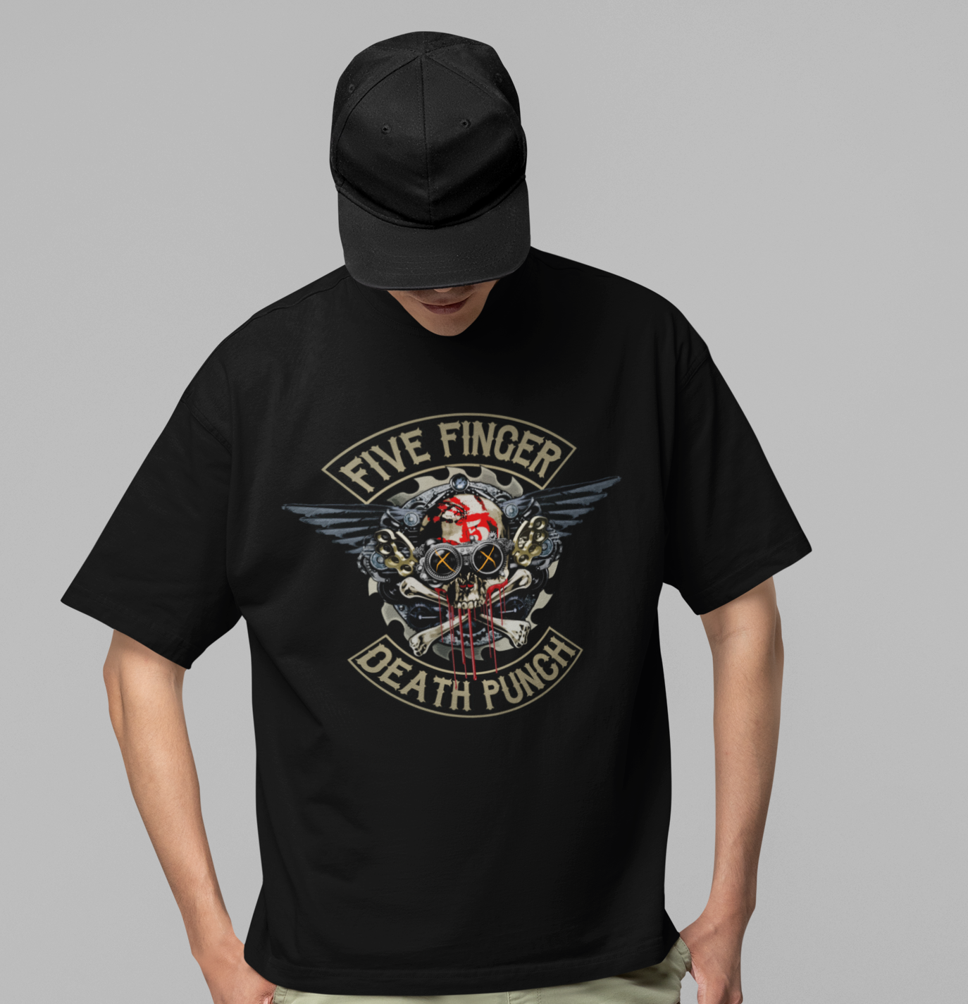 MERCHMOMENT Five Finger Death Punch - Crossbones Jumbo Print T-Shirt [Apparel]