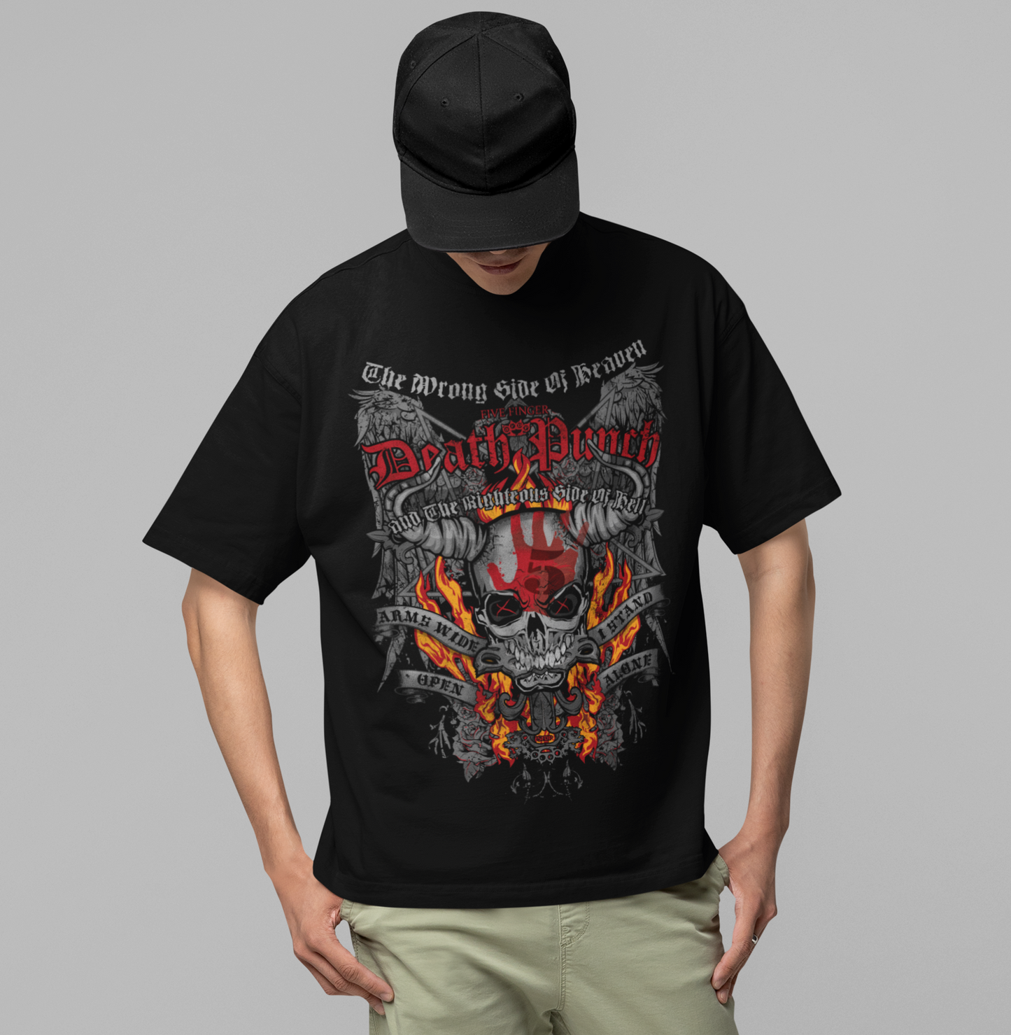 MERCHMOMENT Five Finger Death Punch - Wrong or Righteous Jumbo Print T-Shirt [Apparel]