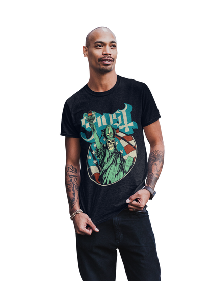 MERCHMOMENT Ghost - Statue of Liberty Jumbo Print T-Shirt [Apparel]