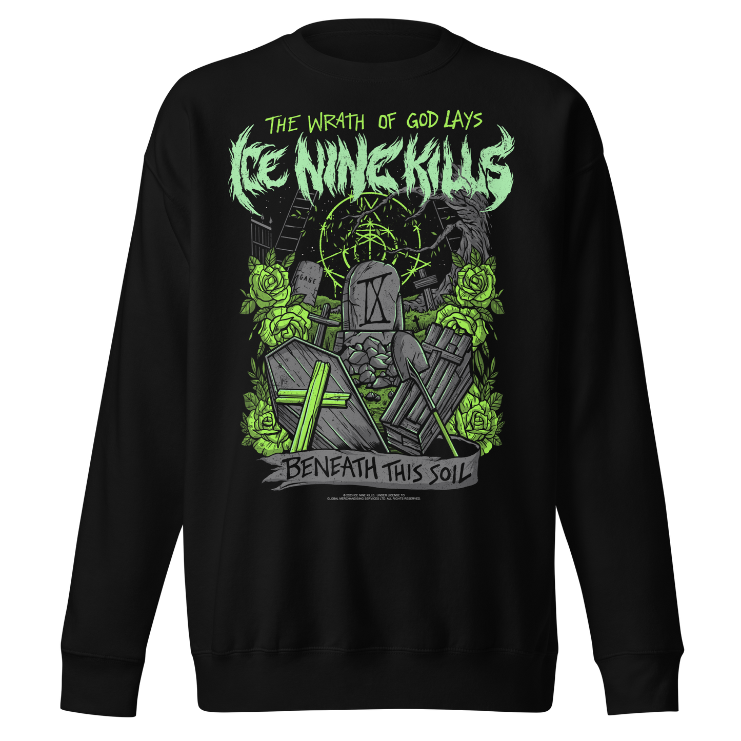 MERCHMOMENT Ice Nine Kills Green Wrath Jumbo Print Sweatshirt [Apparel]