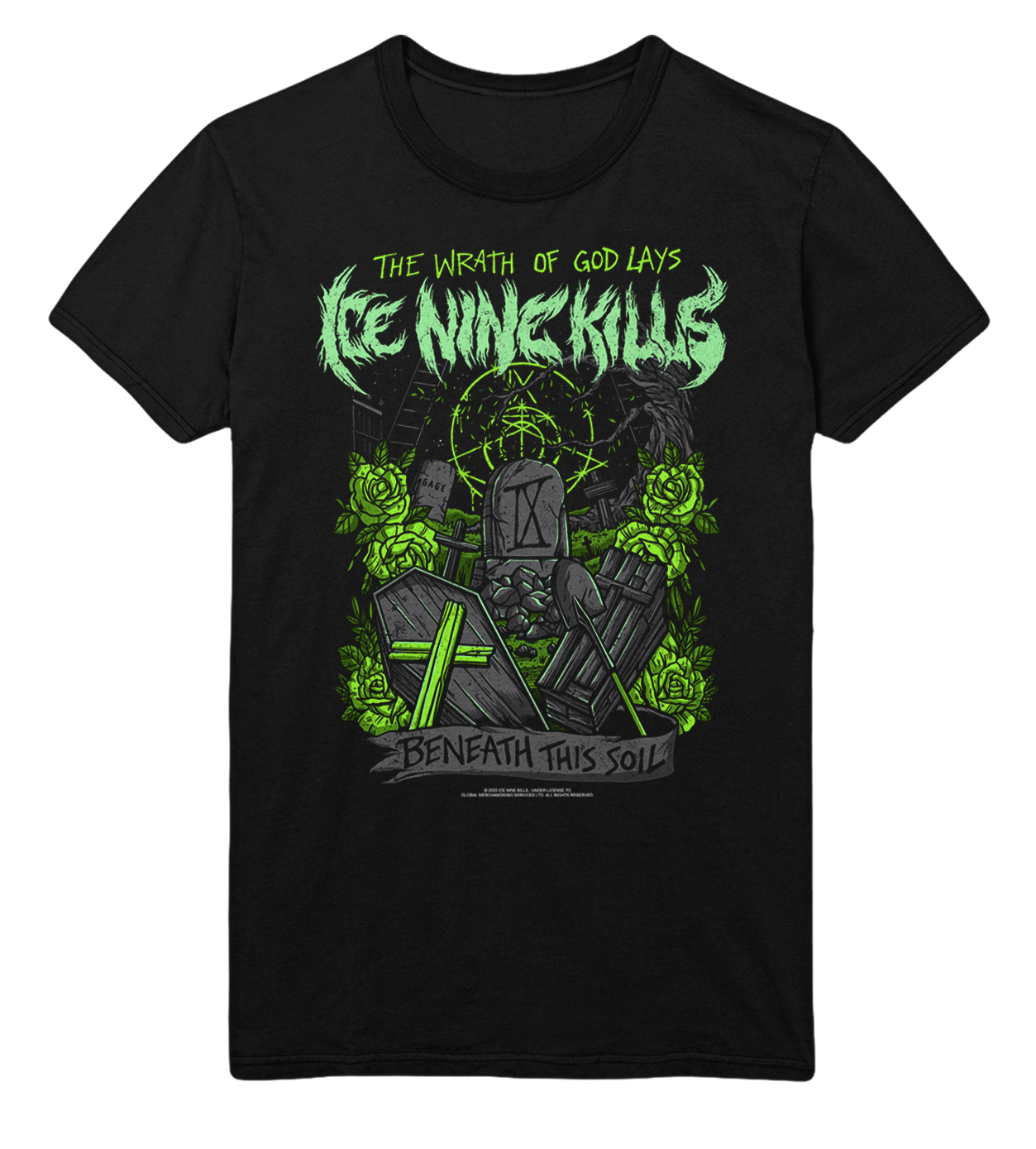 MERCHMOMENT Ice Nine Kills Green Wrath Jumbo Print T-Shirt [Apparel]