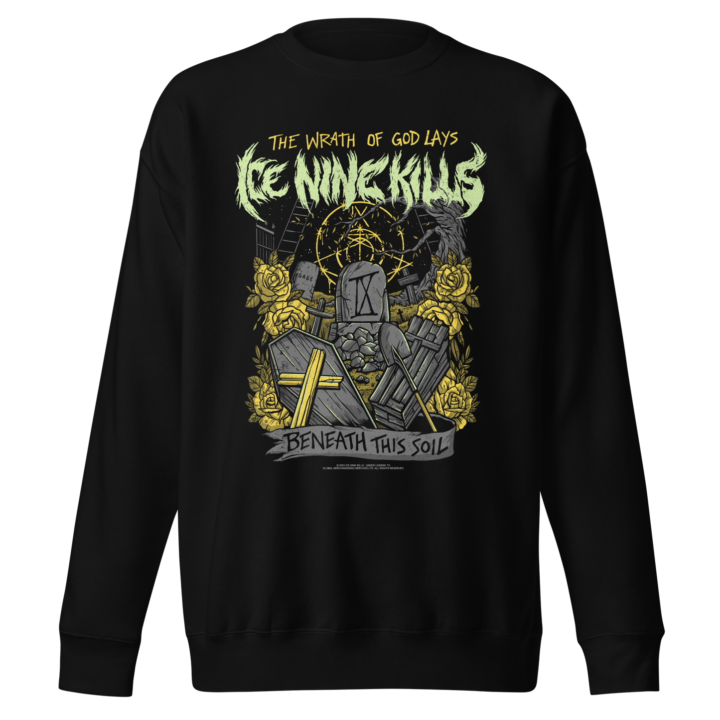 MERCHMOMENT Ice Nine Kills Yellow Wrath Jumbo Print Sweatshirt [Apparel]