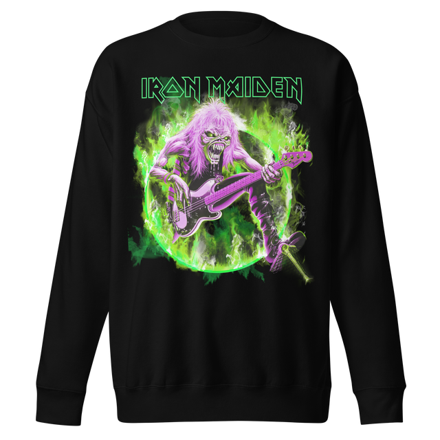 Stakes - Iron Maiden Green Guitar Jumbo Print Sweatshirt []