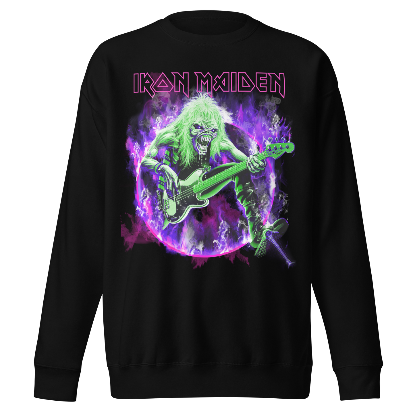 MERCHMOMENT Iron Maiden Purple Guitar Jumbo Print Sweatshirt [Apparel]