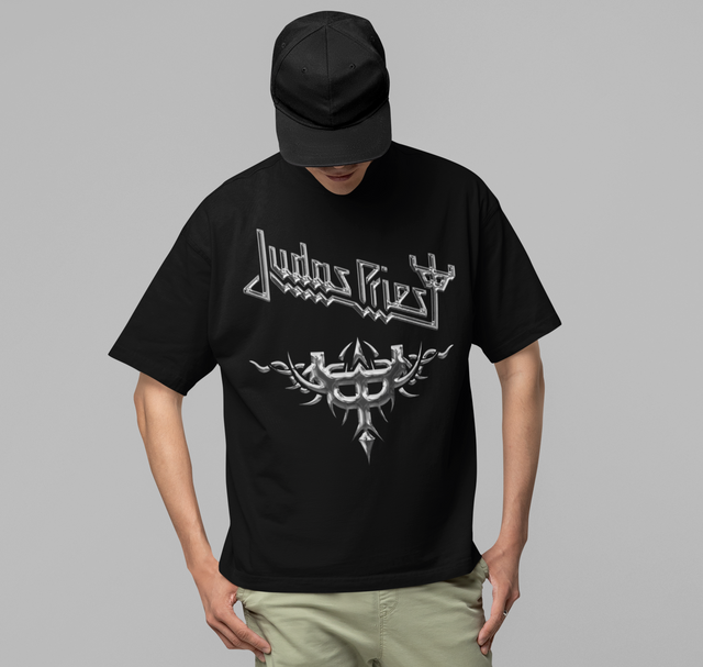 Stakes - Judas Priest - Liquid Metal Logo Jumbo Print T-Shirt []