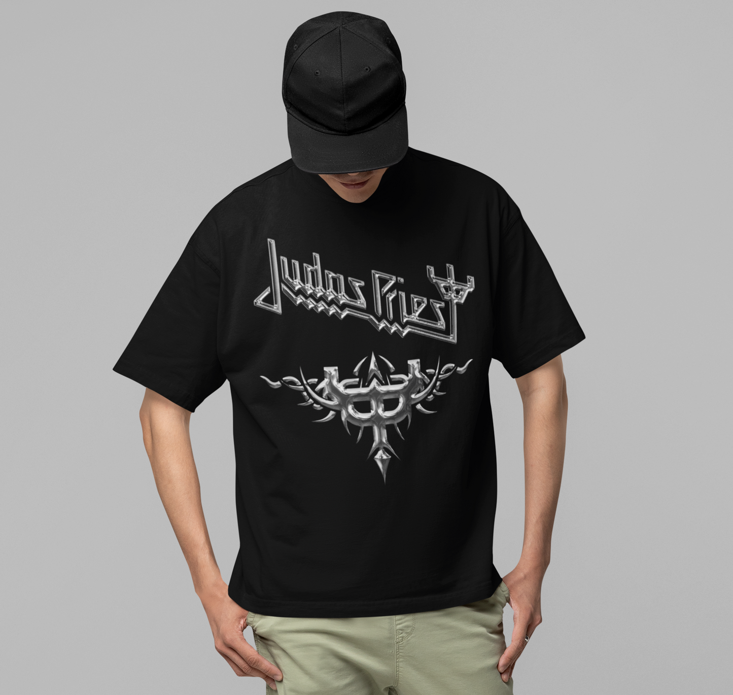 MERCHMOMENT Judas Priest - Liquid Metal Logo Jumbo Print T-Shirt [Apparel]