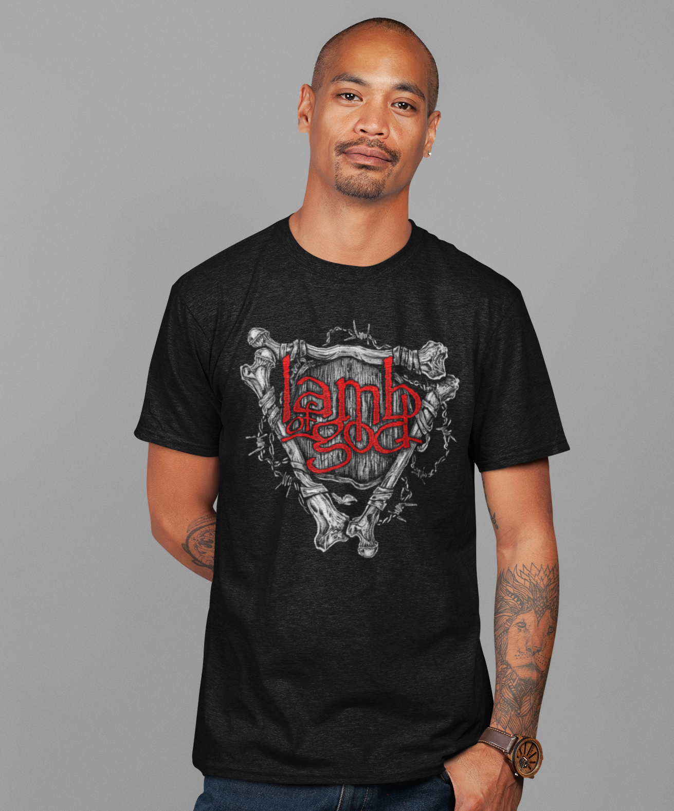 MERCHMOMENT Lamb Of God - Bones Jumbo Print T-Shirt [Apparel]
