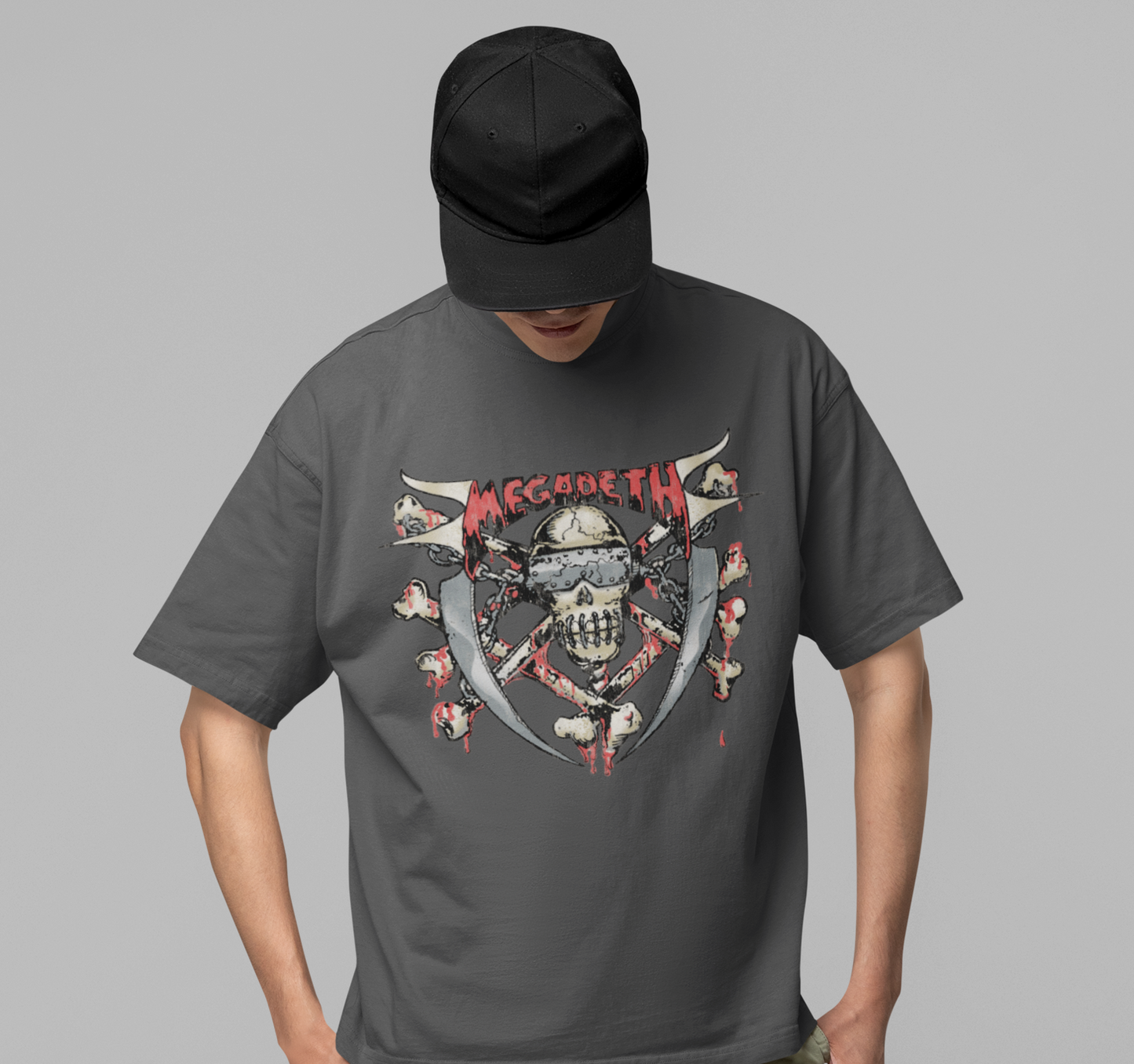 MERCHMOMENT MegaDeth - Hand Painted Vic Jumbo Print T-Shirt [Apparel]