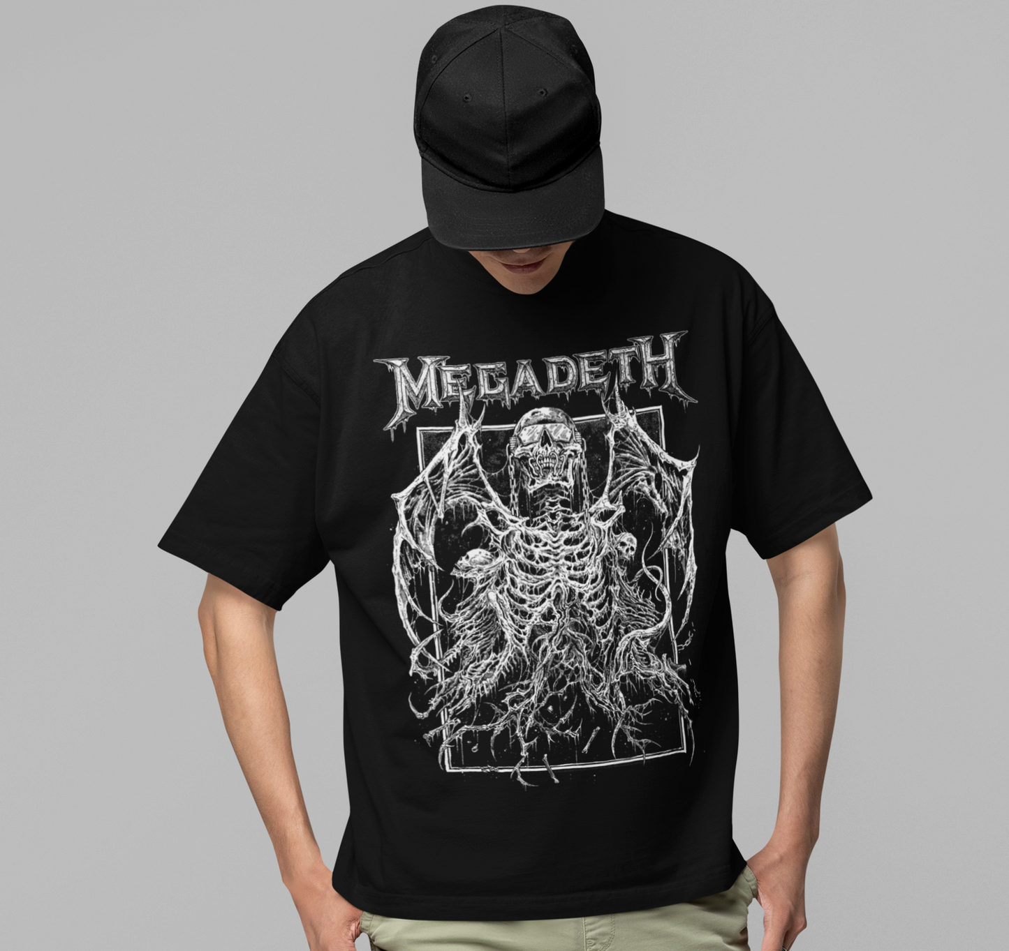 MERCHMOMENT Megadeth Skeleton Wings Jumbo Print T-shirt [Apparel]