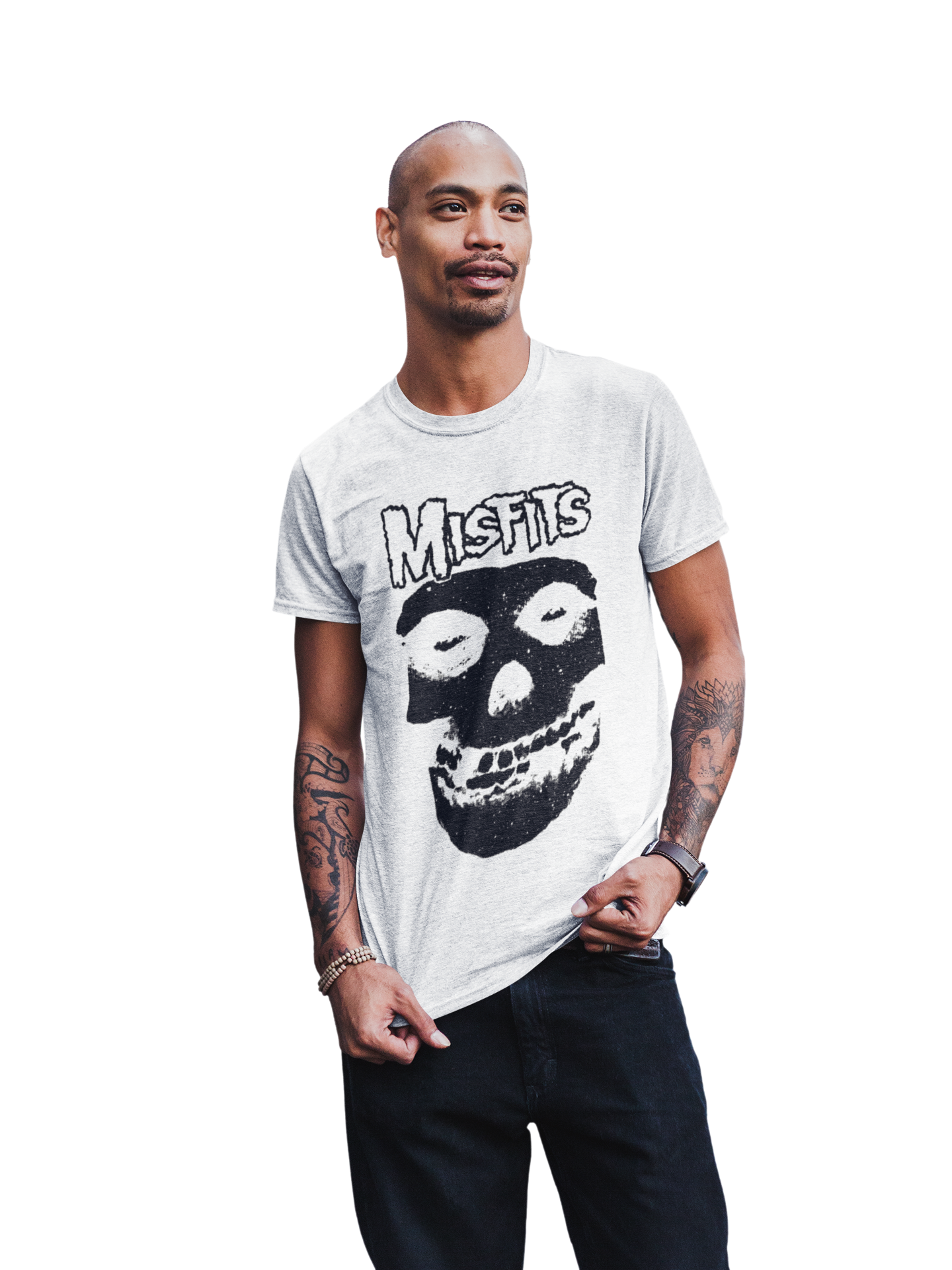 MERCHMOMENT Misfits Black Skull Jumbo Print T-shirt [Apparel]