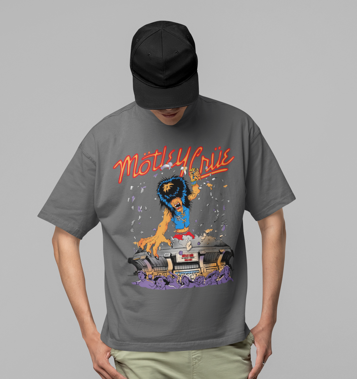 MERCHMOMENT Motley Crue Allister Dome Jumbo Print T-shirt [Apparel]
