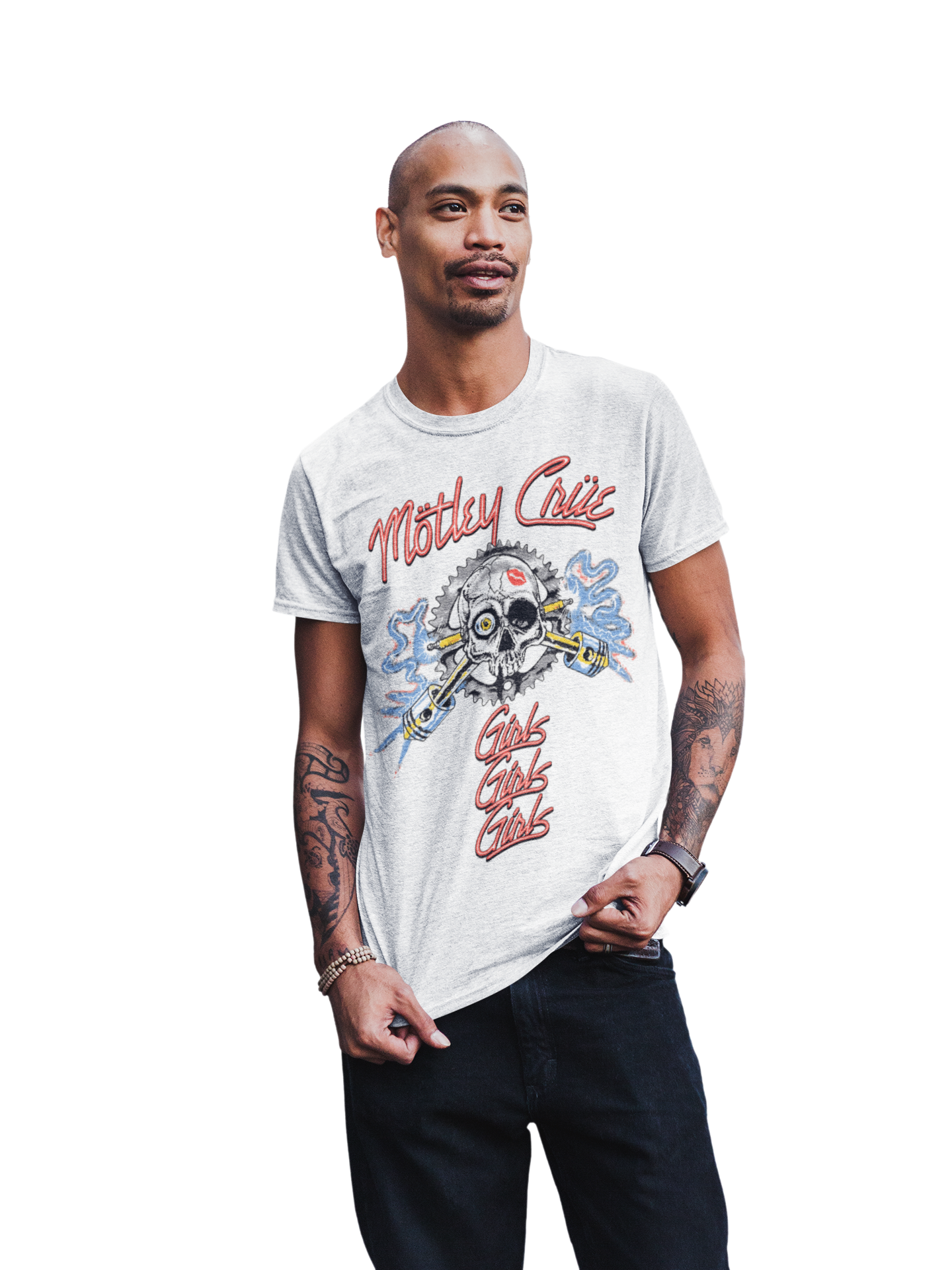 MERCHMOMENT Motley Crue Girl's Skull Jumbo Print T-shirt [Apparel]