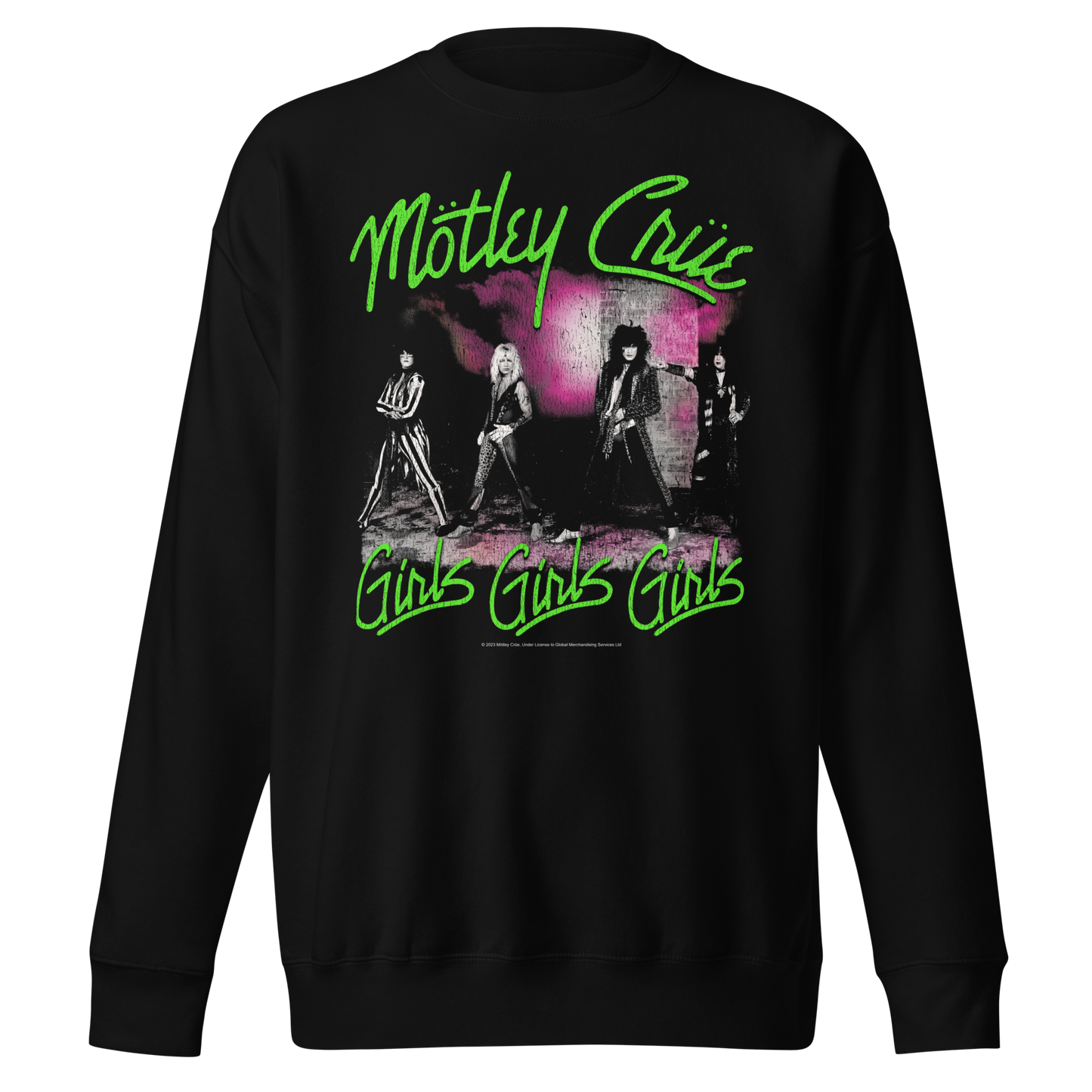 MERCHMOMENT Motley Crue Green Girls Jumbo Print Sweatshirt [Apparel]