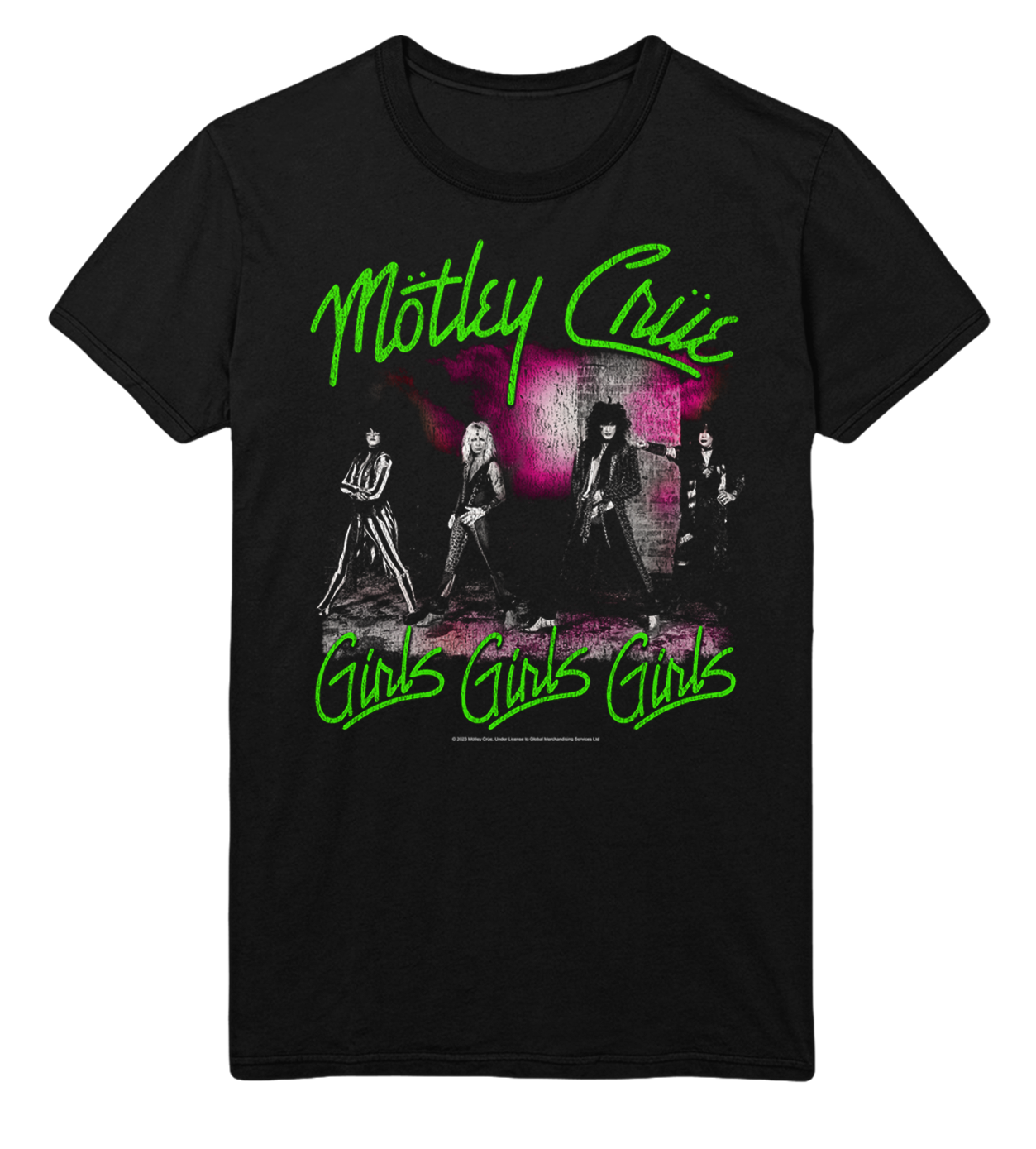 MERCHMOMENT Motley Crue Green Girls Jumbo Print T-Shirt [Apparel]