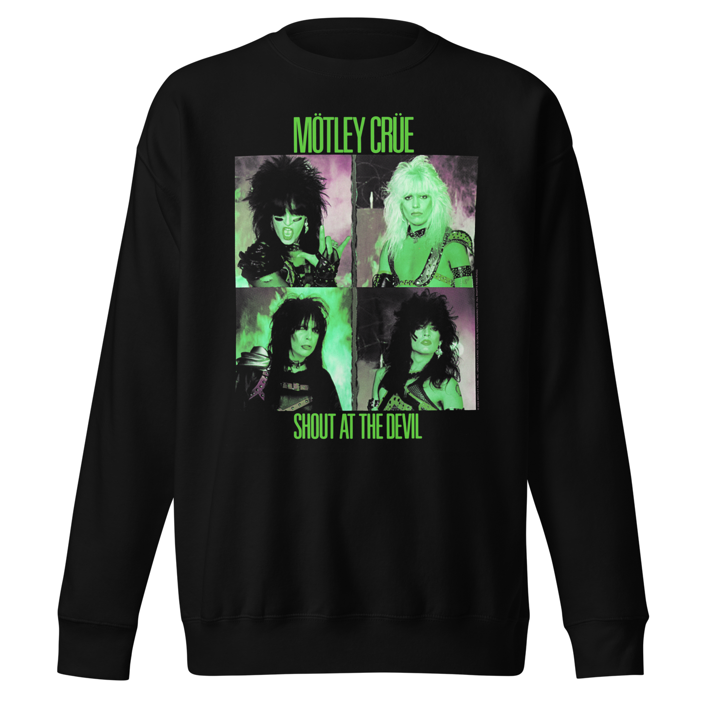 MERCHMOMENT Motley Crue Green Shout Jumbo Print Sweatshirt [Apparel]