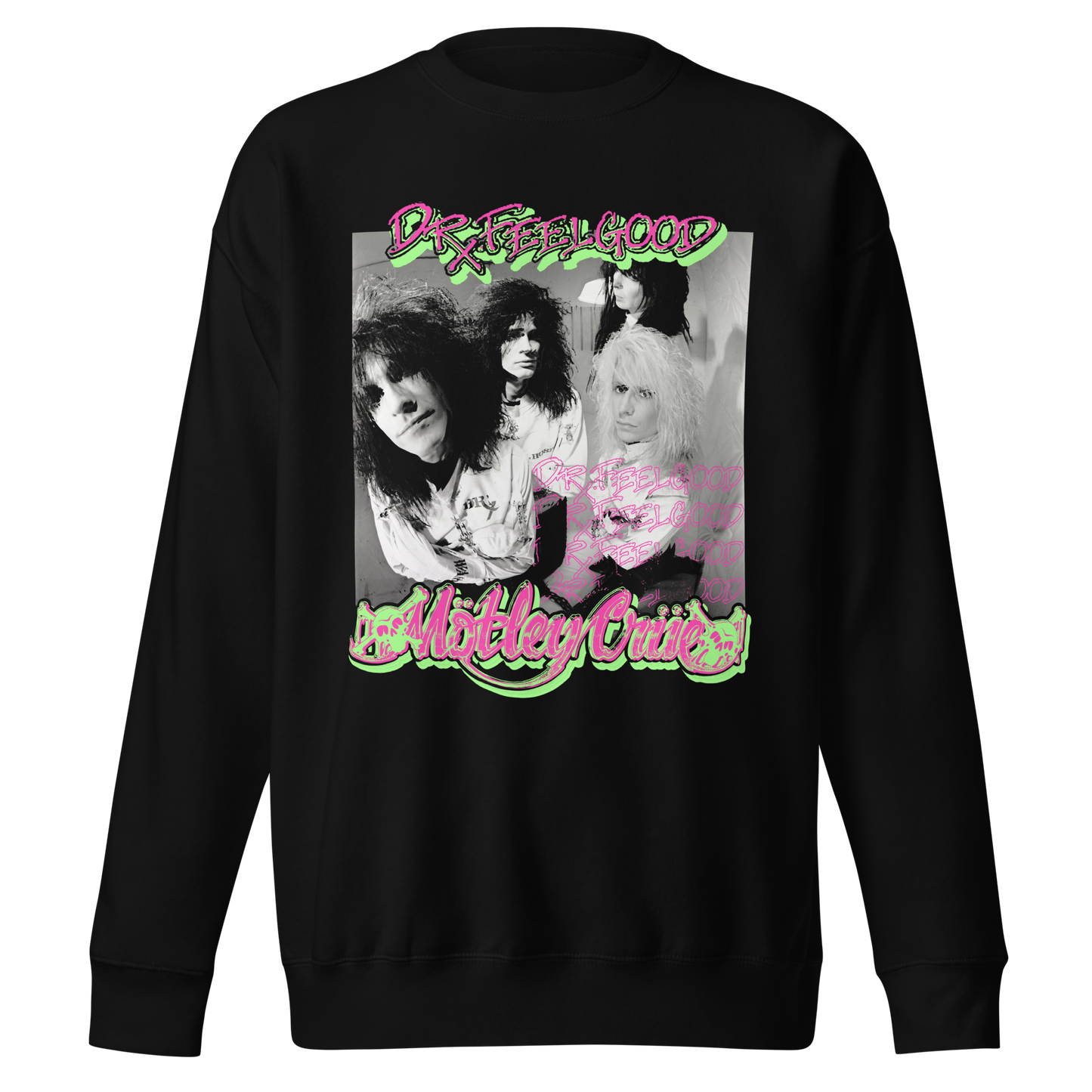 MERCHMOMENT Motley Crue Neon Trip Dr. Feelgood Jumbo Print Sweatshirt [Apparel]