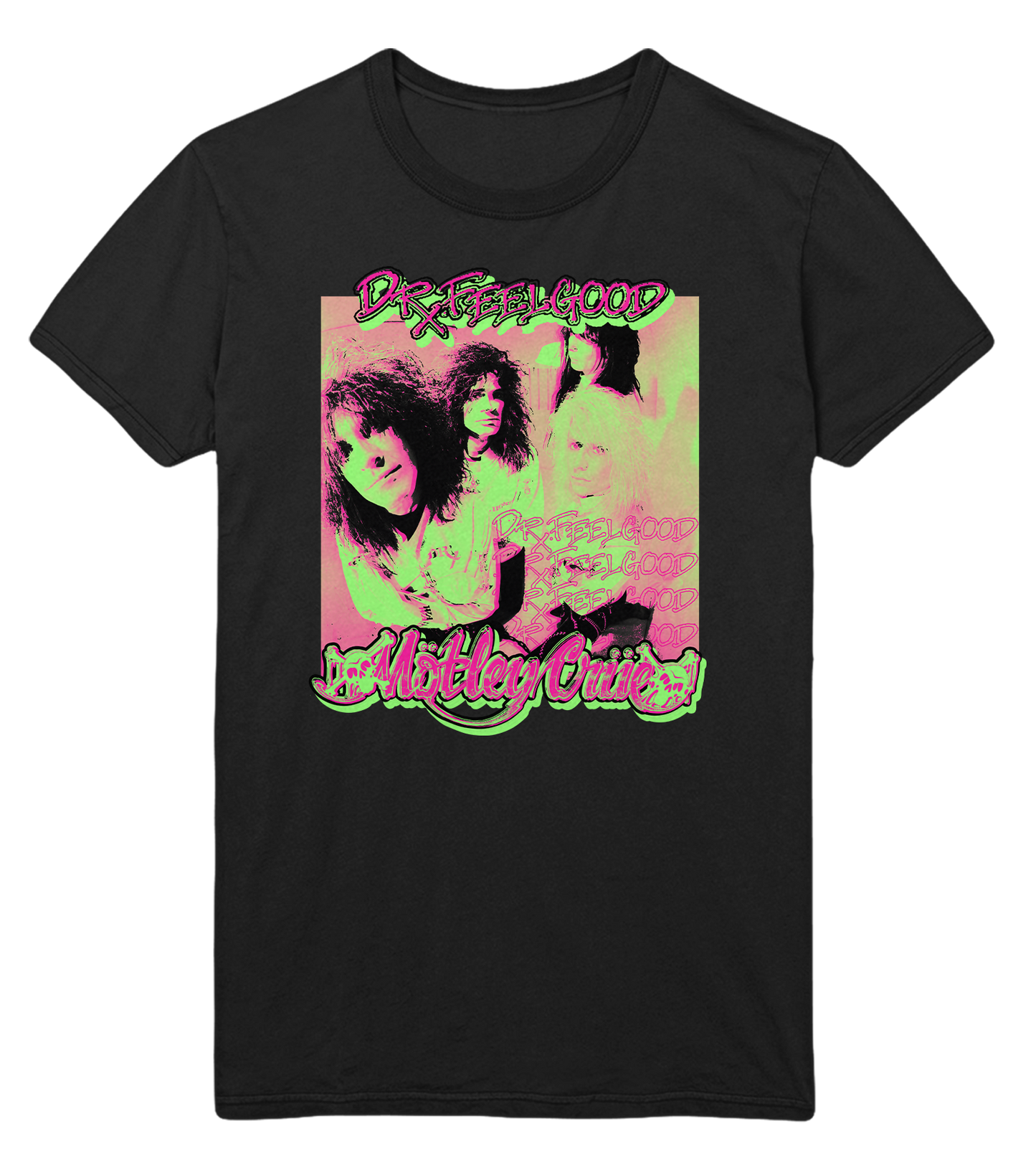MERCHMOMENT Motley Crue Neon Trip Dr. Feelgood Jumbo Print T-Shirt [Apparel]