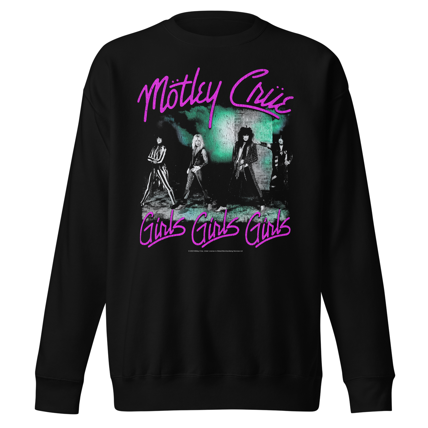 MERCHMOMENT Motley Crue Pink Girls Jumbo Print Sweatshirt [Apparel]