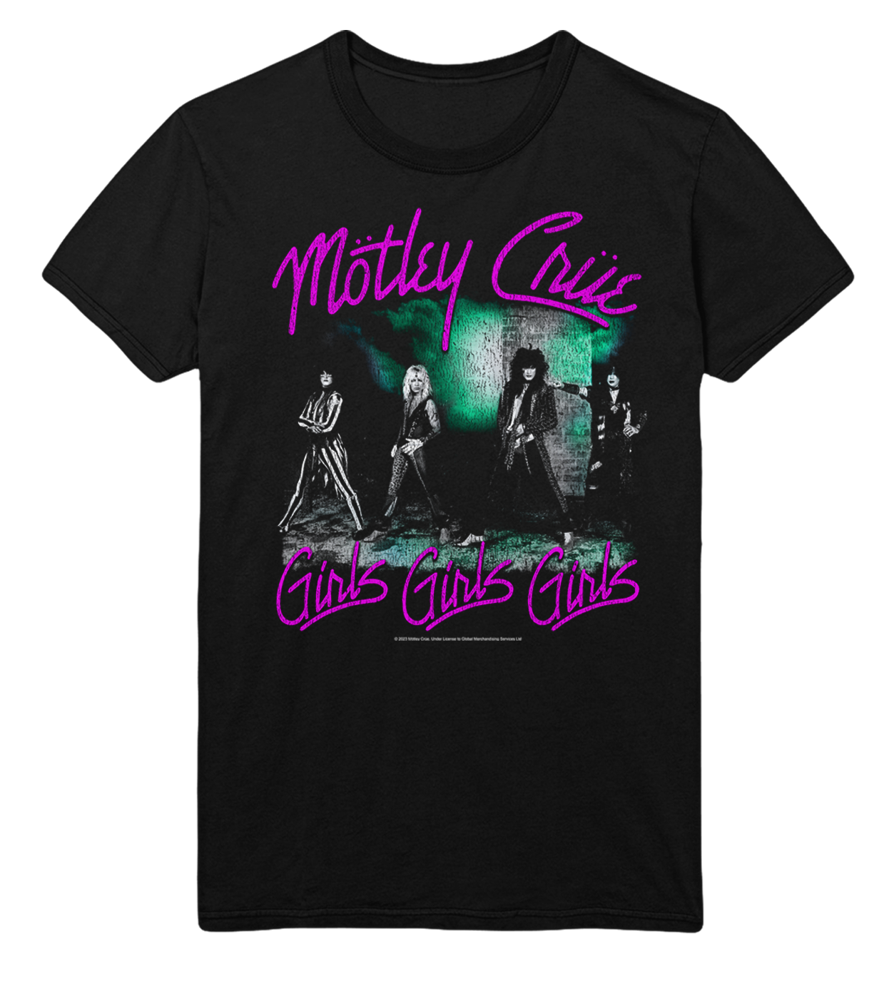 MERCHMOMENT Motley Crue Pink Girls Jumbo Print T-Shirt [Apparel]