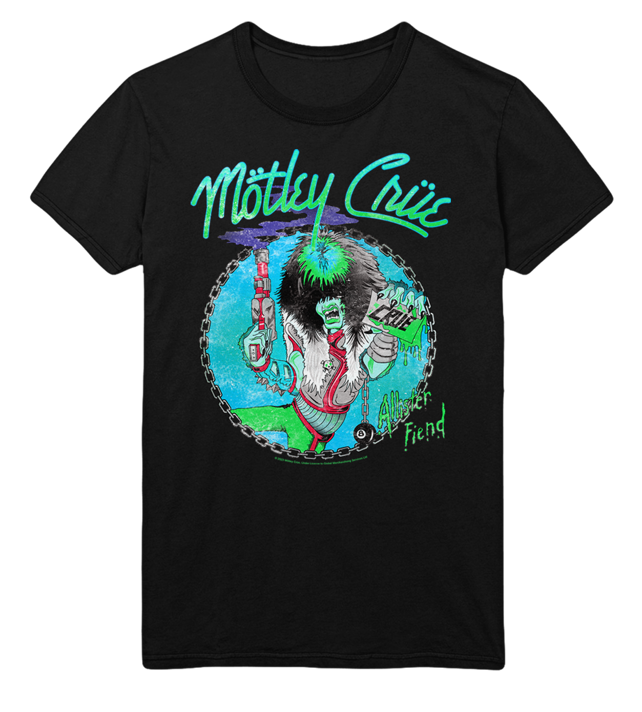 MERCHMOMENT Motley Crue Turquoise Allister Jumbo Print T-Shirt [Apparel]