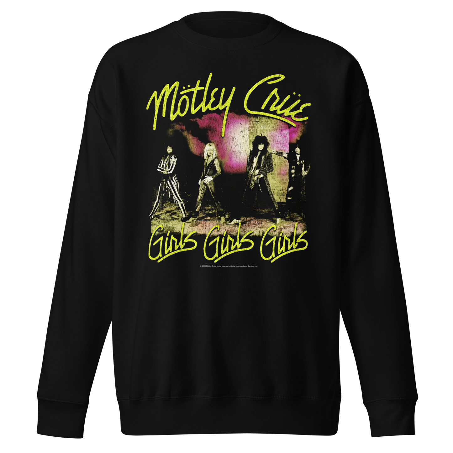 MERCHMOMENT Motley Crue Yellow Girls Jumbo Print Sweatshirt [Apparel]