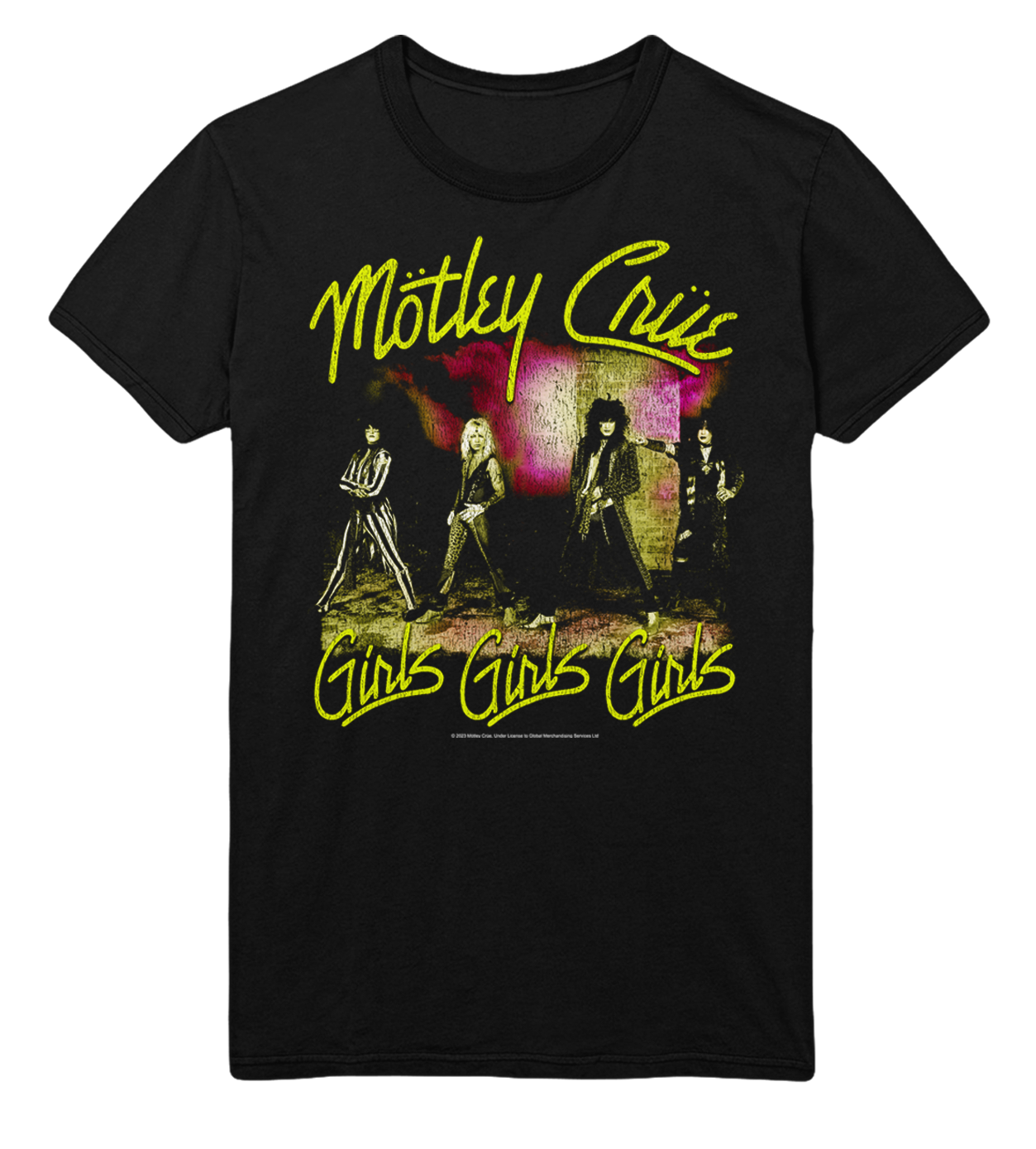 MERCHMOMENT Motley Crue Yellow Girls Jumbo Print T-Shirt [Apparel]