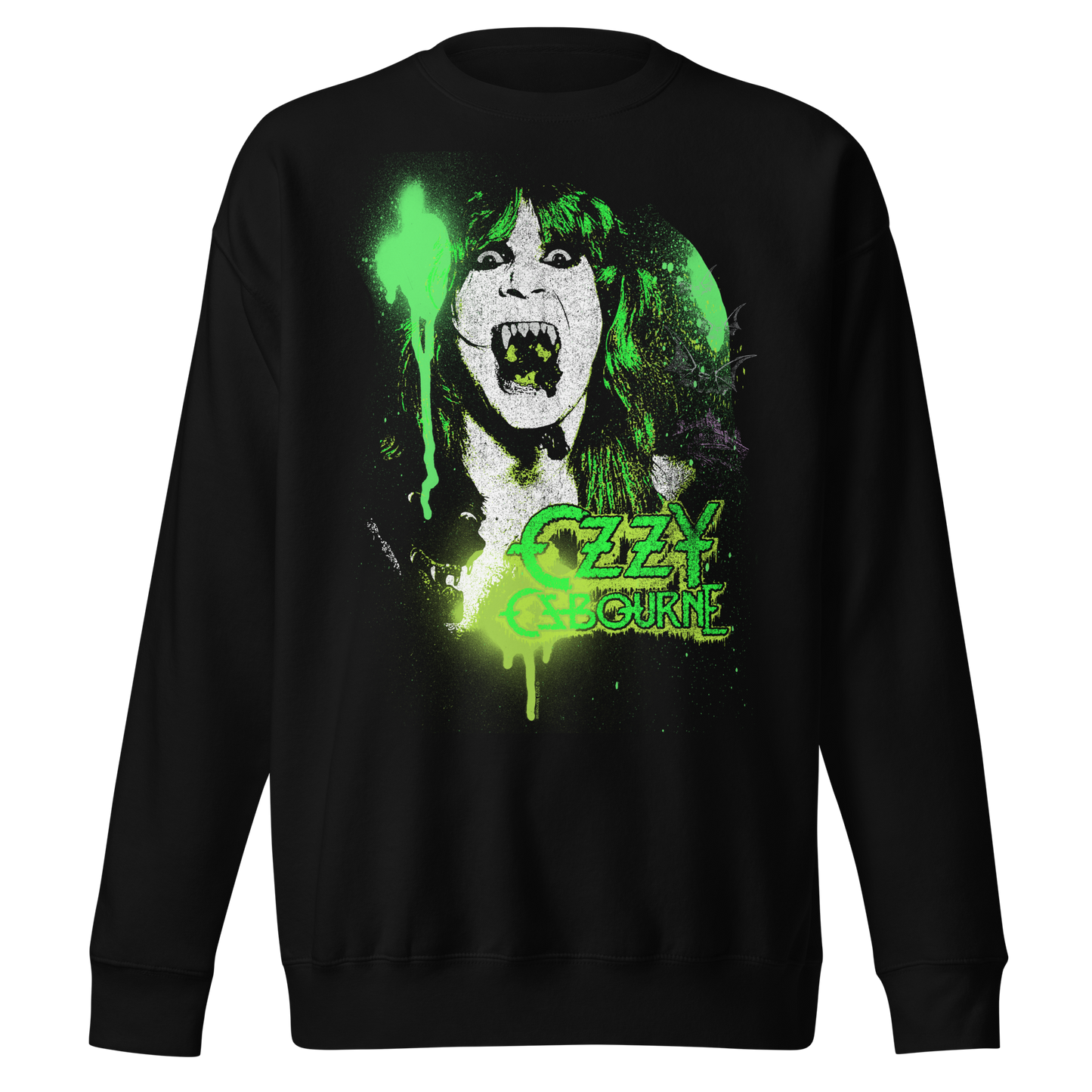 MERCHMOMENT Ozzy Osbourne Green Screaming Jumbo Print Sweatshirt [Apparel]
