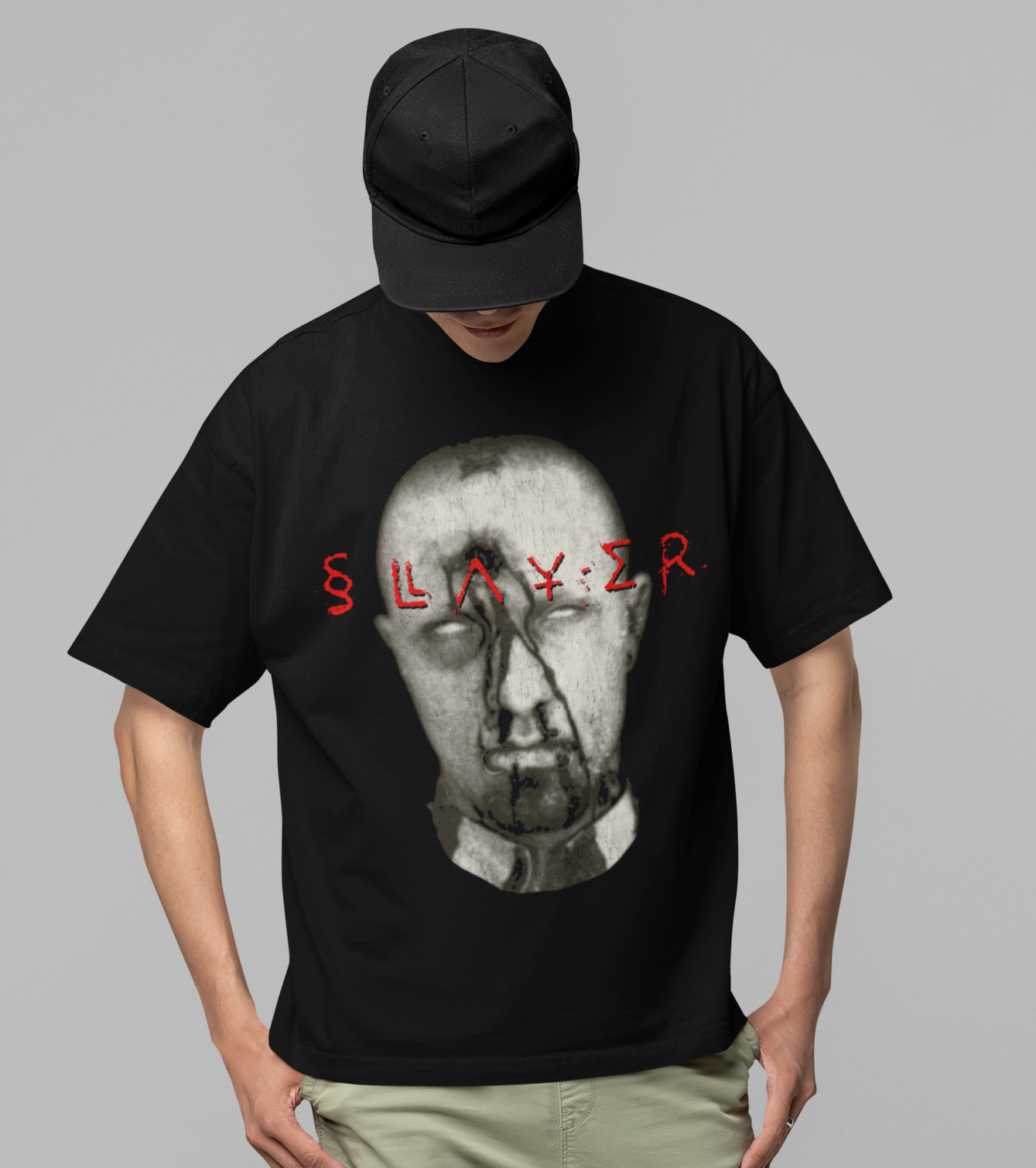 MERCHMOMENT Slayer Blank Eyes Jumbo Print T-shirt [Apparel]