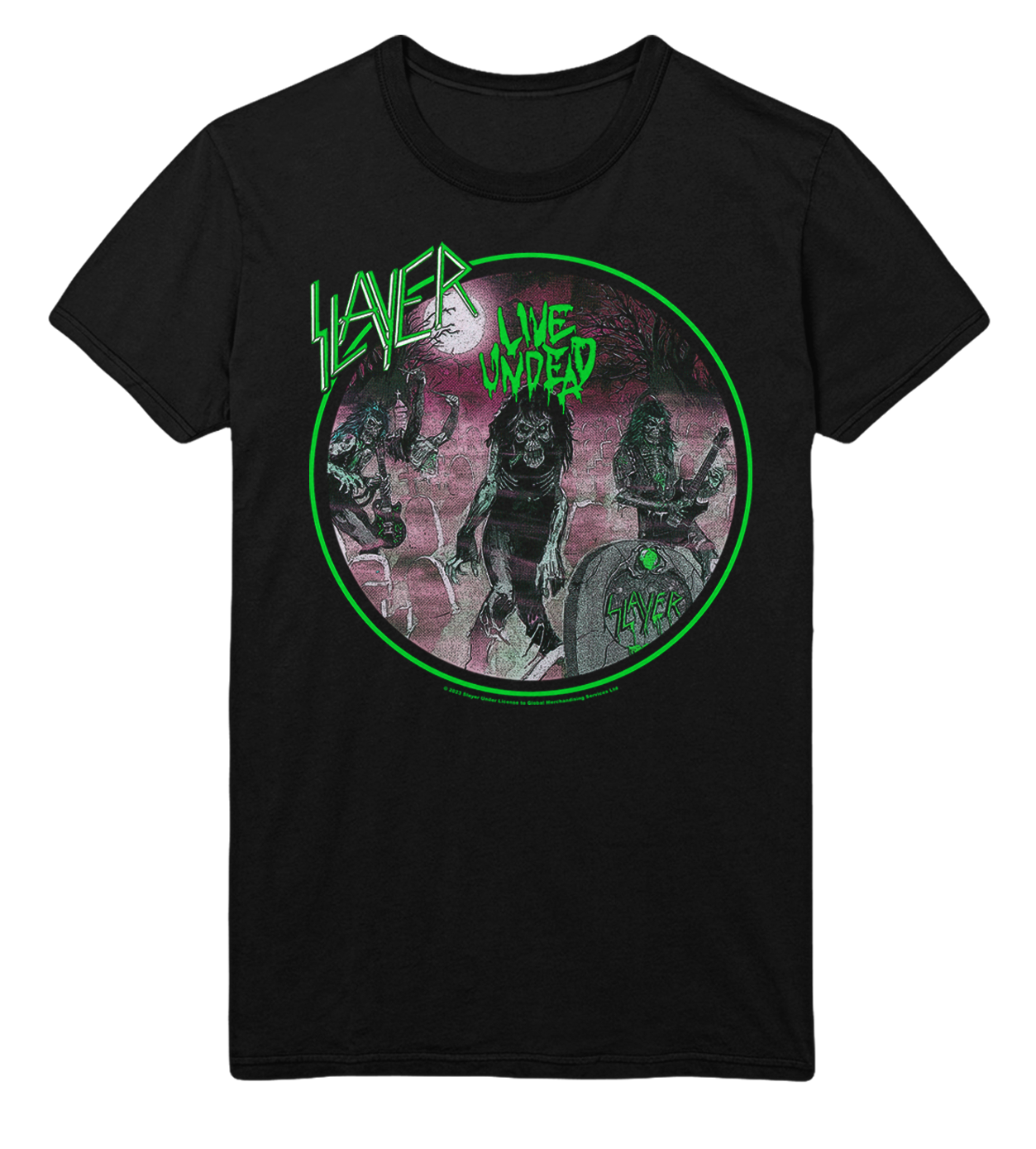 MERCHMOMENT Slayer Neon Green Undead Jumbo Print T-Shirt [Apparel]