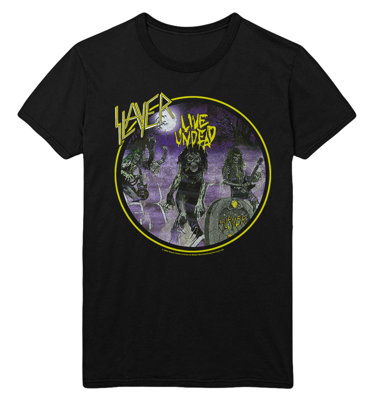 MERCHMOMENT Slayer Yellow Undead Jumbo Print T-Shirt [Apparel]