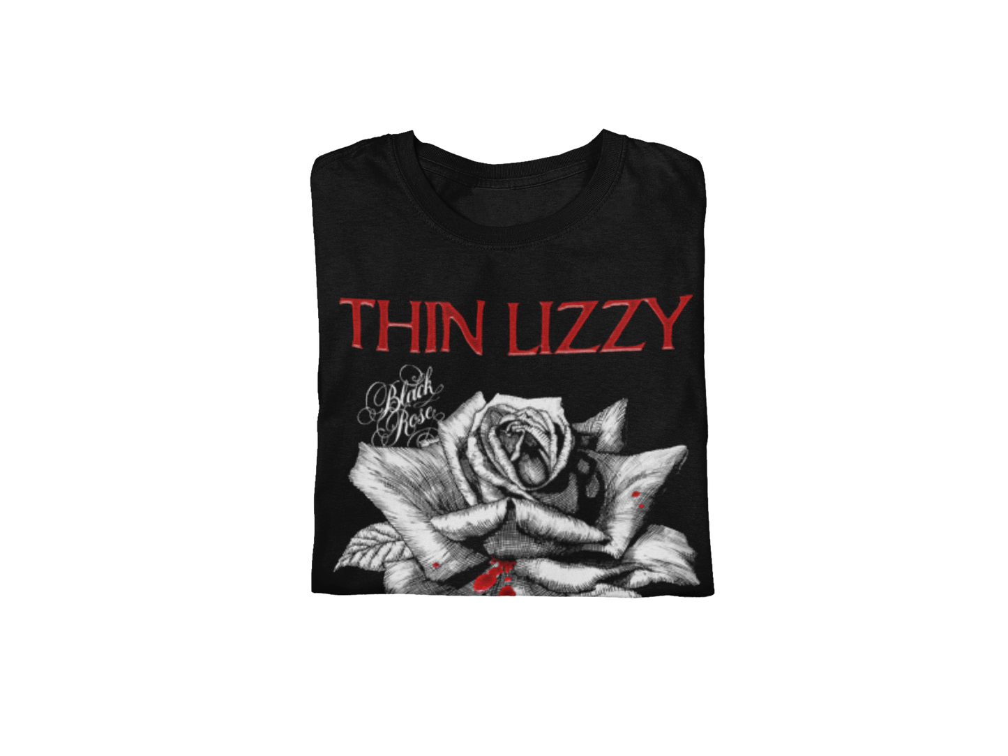 MERCHMOMENT Thin Lizzy - Black Rose Jumbo Print T-Shirt [Apparel]