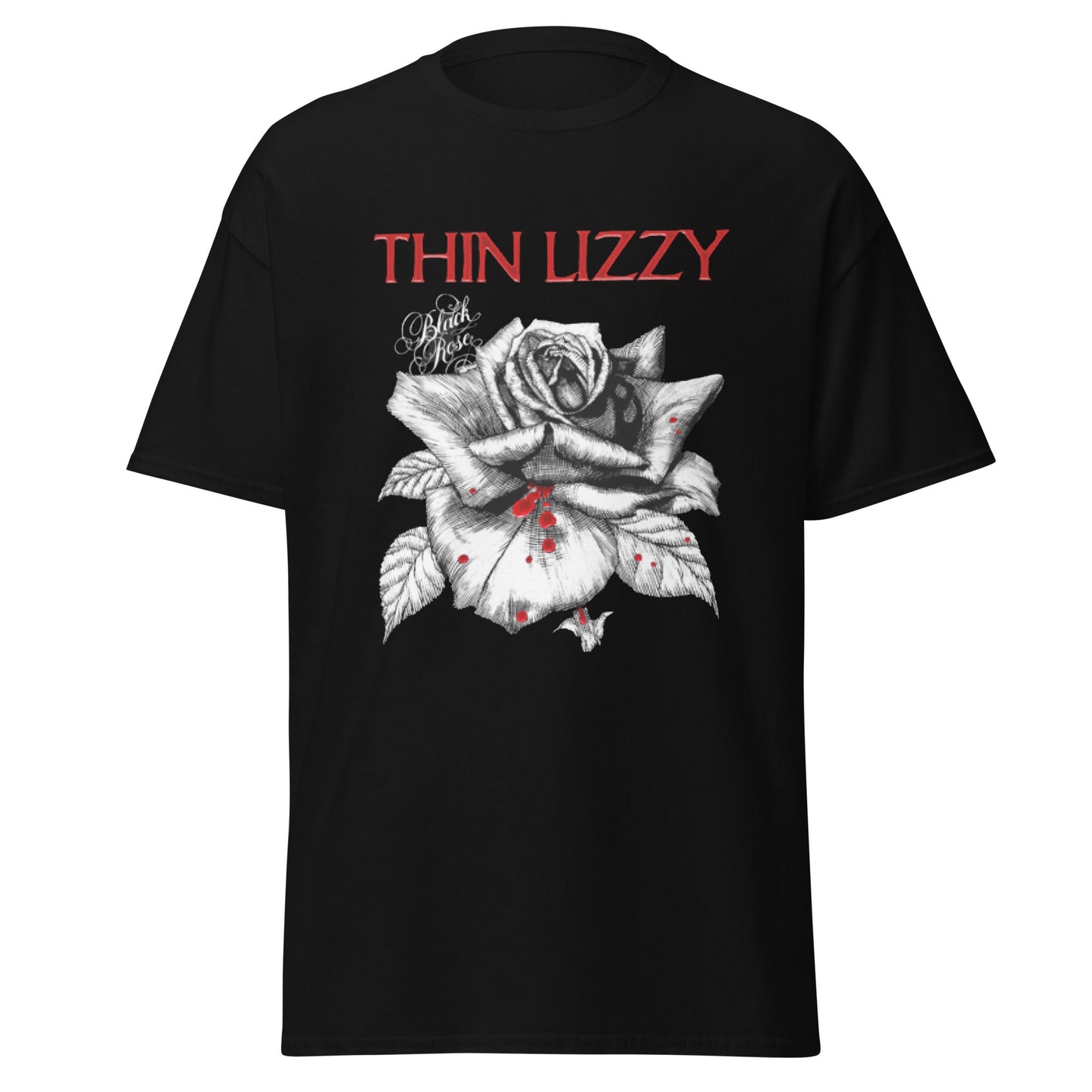 MERCHMOMENT Thin Lizzy - Black Rose Jumbo Print T-Shirt [Apparel]