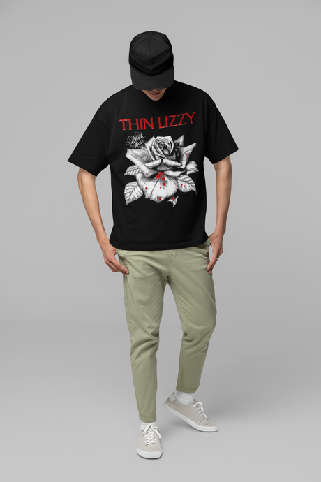 Stakes - Thin Lizzy - Black Rose Jumbo Print T-Shirt []