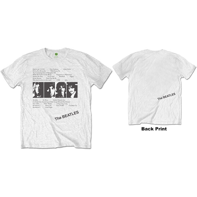 Camiseta con las canciones del álbum White de The Beatles