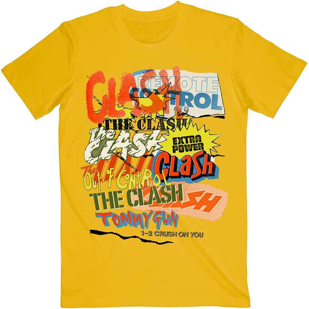 The Clash - Camiseta con texto en collage de singles