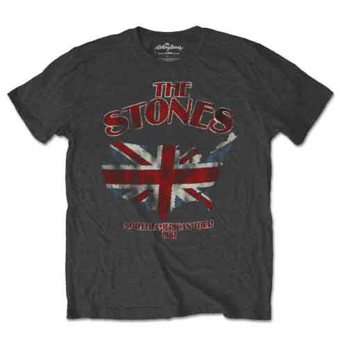 The Rolling Stones - Camiseta con el mapa de Estados Unidos y la bandera de la Unión