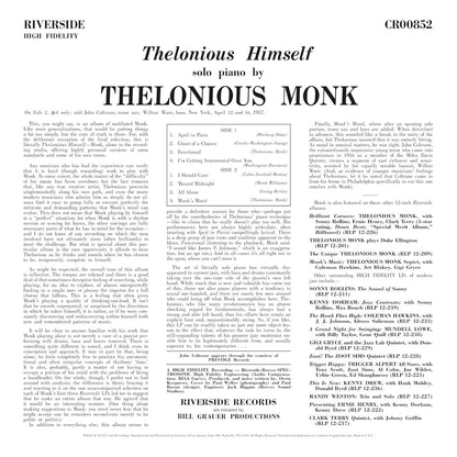 Thelonious Himself (Original Jazz Classics Series) (180 Gram Vinyl) [Vinyl]