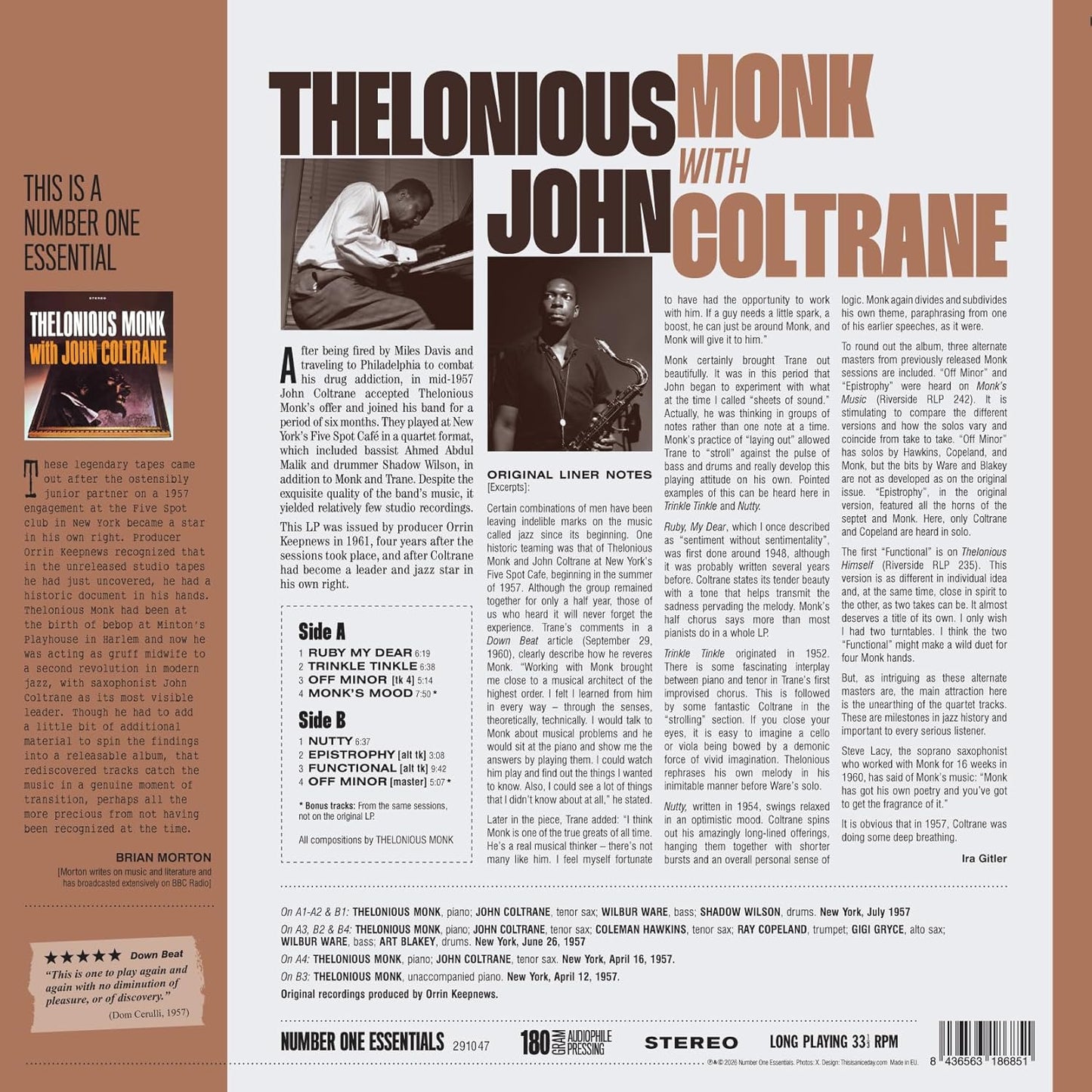 Thelonious Monk With John Coltrane (Limited Edition, 180 Gram Vinyl with Bonus Tracks) [Import] [Vinyl]