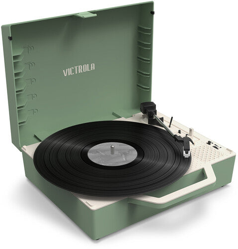 Victrola VSC-725SB-BAS Re-Spin Sustainable Suitcase Record Player - Basil Green (Large Item, Bluetooth, Basil Green, Built-In Speakers) [Record Player]