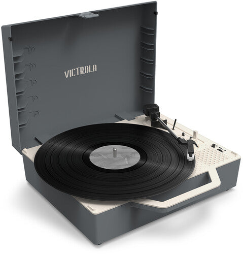 Victrola VSC-725SB-GRA Re-Spin Sustainable Suitcase Record Player Bluetooth (Gray) (Large Item, Bluetooth, Gray, Built-In Speakers) [Record Player]